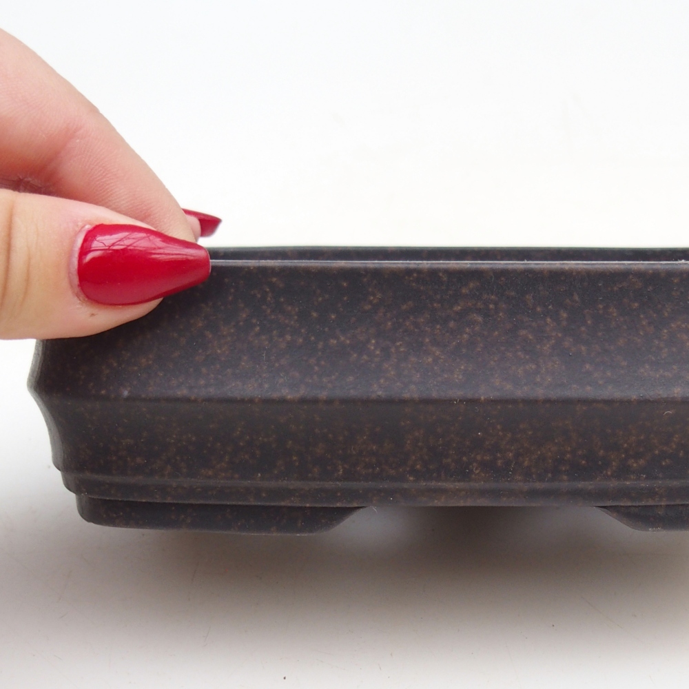 Ceramic bonsai bowl 14,5 x 10,5 x 4 cm, brownish ochre