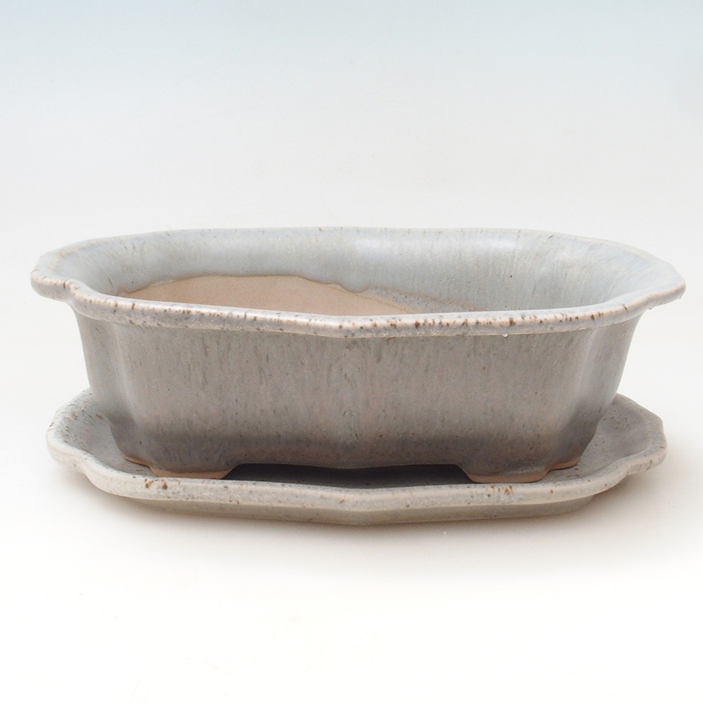 Bonsai bowl + saucer H01 - 12x9x5 cm