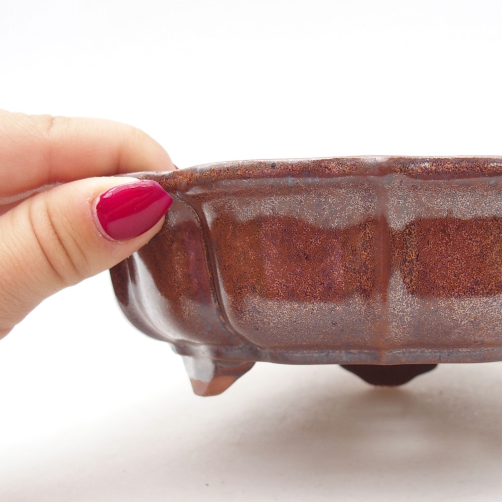 Ceramic bonsai bowl 18,5 x 18,5 x 5 cm, color brown