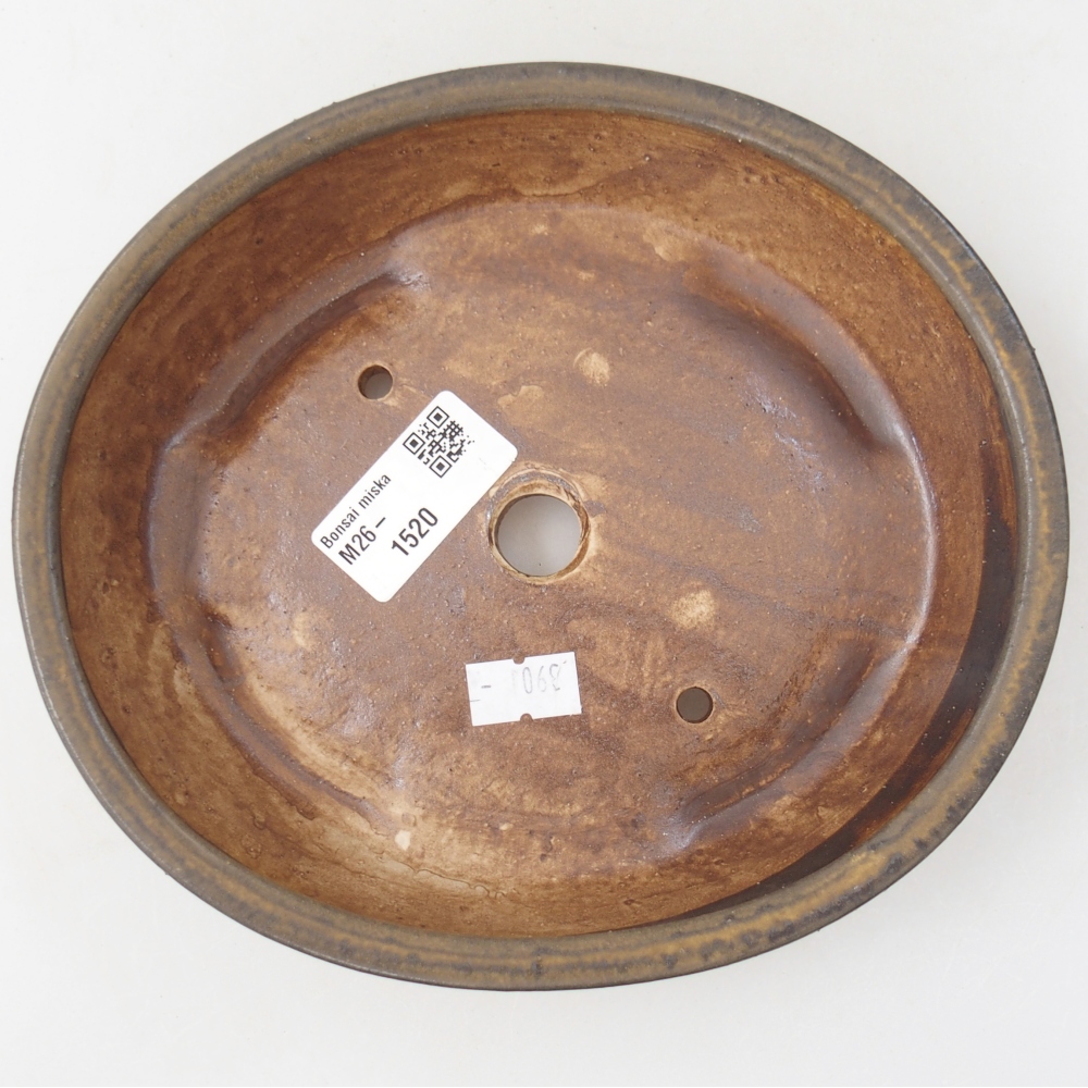 Ceramic bonsai bowl 18,5 x 16,5 x 4,5 cm, brown