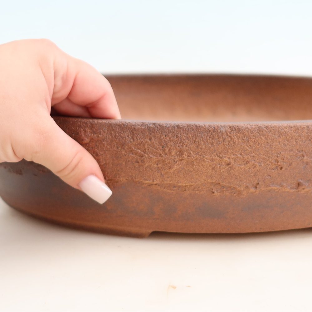 Ceramic bonsai pot, 37 x 30 x 7 cm, brown