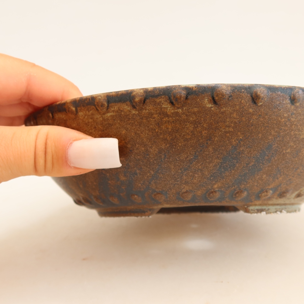 Ceramic bonsai bowl 17,5 x 17,5 x 4,5 cm, brown