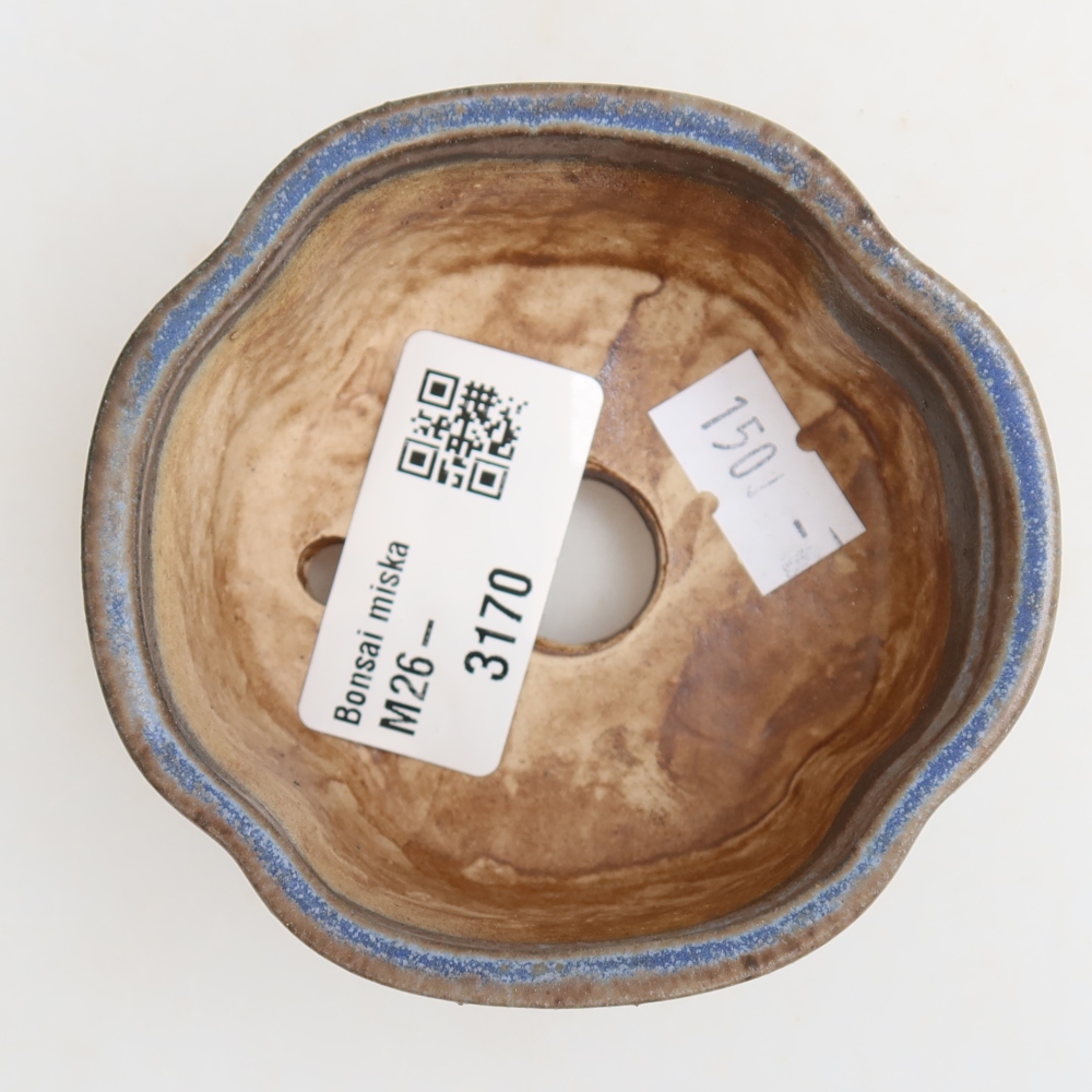 Ceramic bonsai pot, 8 x 7.5 x 3.5 cm, blue