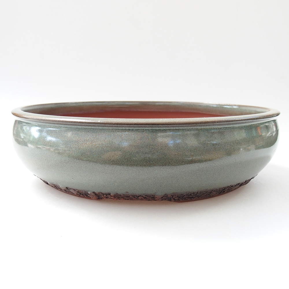 Ceramic bonsai bowl 25,5 x 25,5 x 7 cm, green