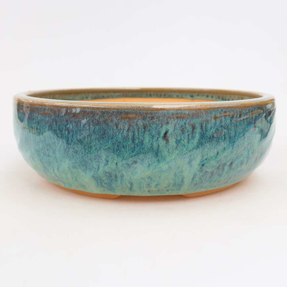 Ceramic bonsai pot, 22.5 x 22.5 x 7 cm, blue