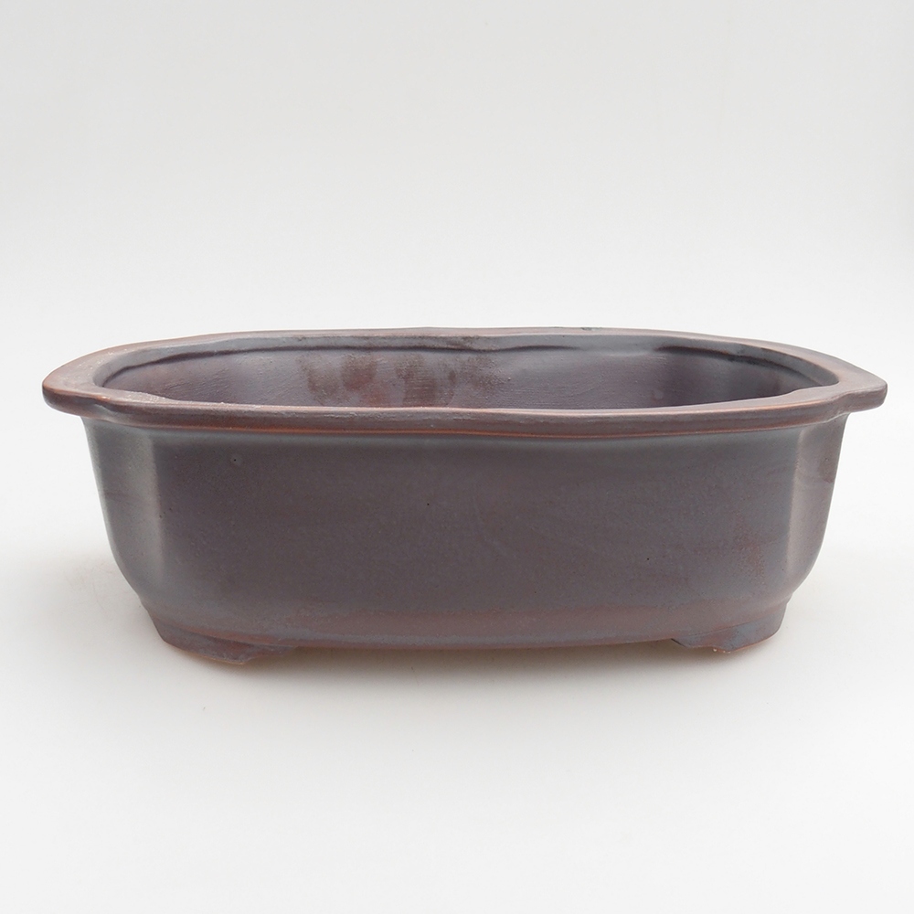 Ceramic bonsai bowl 24 x 19,5 x 7 cm, metal colour