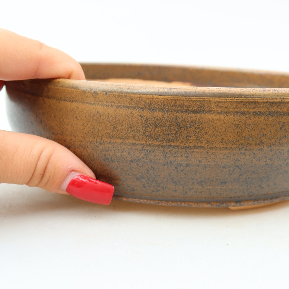 Ceramic bonsai pot, 19 x 19 x 5.5 cm, brown