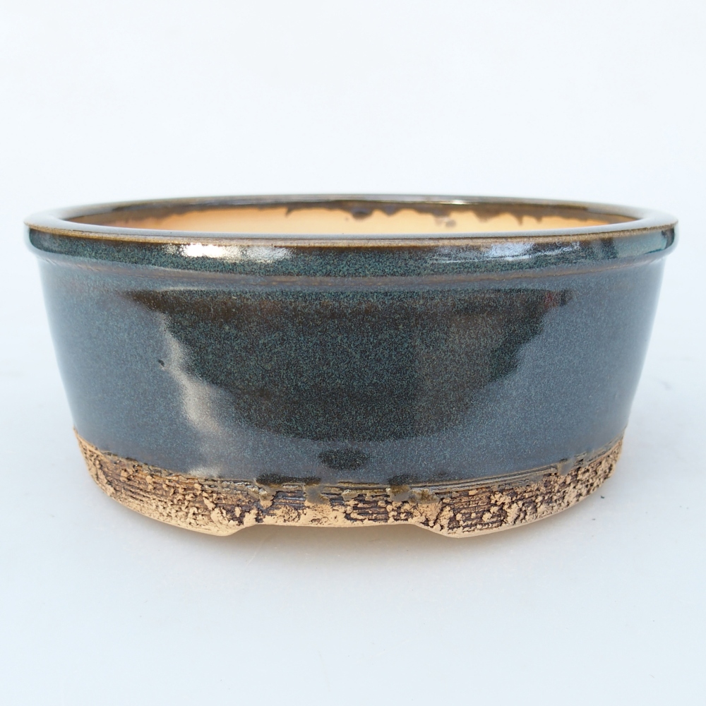 Ceramic bonsai bowl 16 x 16 x 6 cm, blue-grey