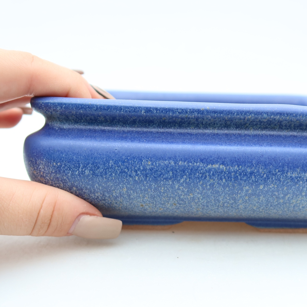 Ceramic bonsai bowl 15,5 x 15,5 x 6 cm, colour blue