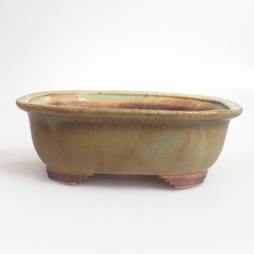 Ceramic bonsai bowl 11,5 x 16 x 6,5 cm, color green