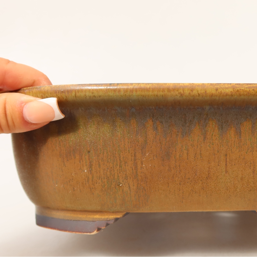 Ceramic bonsai bowl 25 x 21,5 x 7,5 cm, green