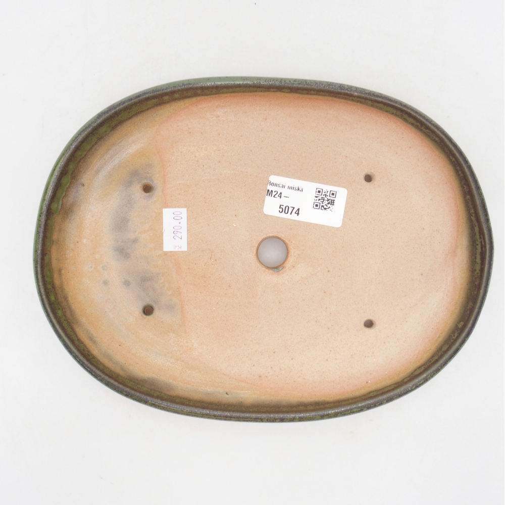 Ceramic bonsai bowl 22 x 16,5 x 3 cm, color green