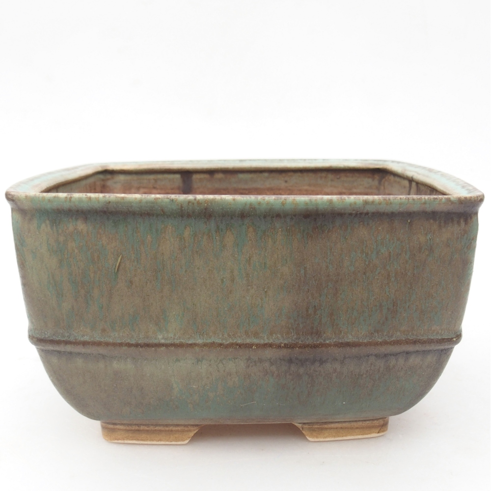Ceramic bonsai bowl 16 x 16 x 9,5 cm, green