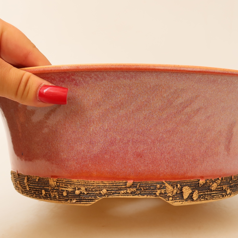 Ceramic bonsai pot, 27 x 27 x 9 cm, pink