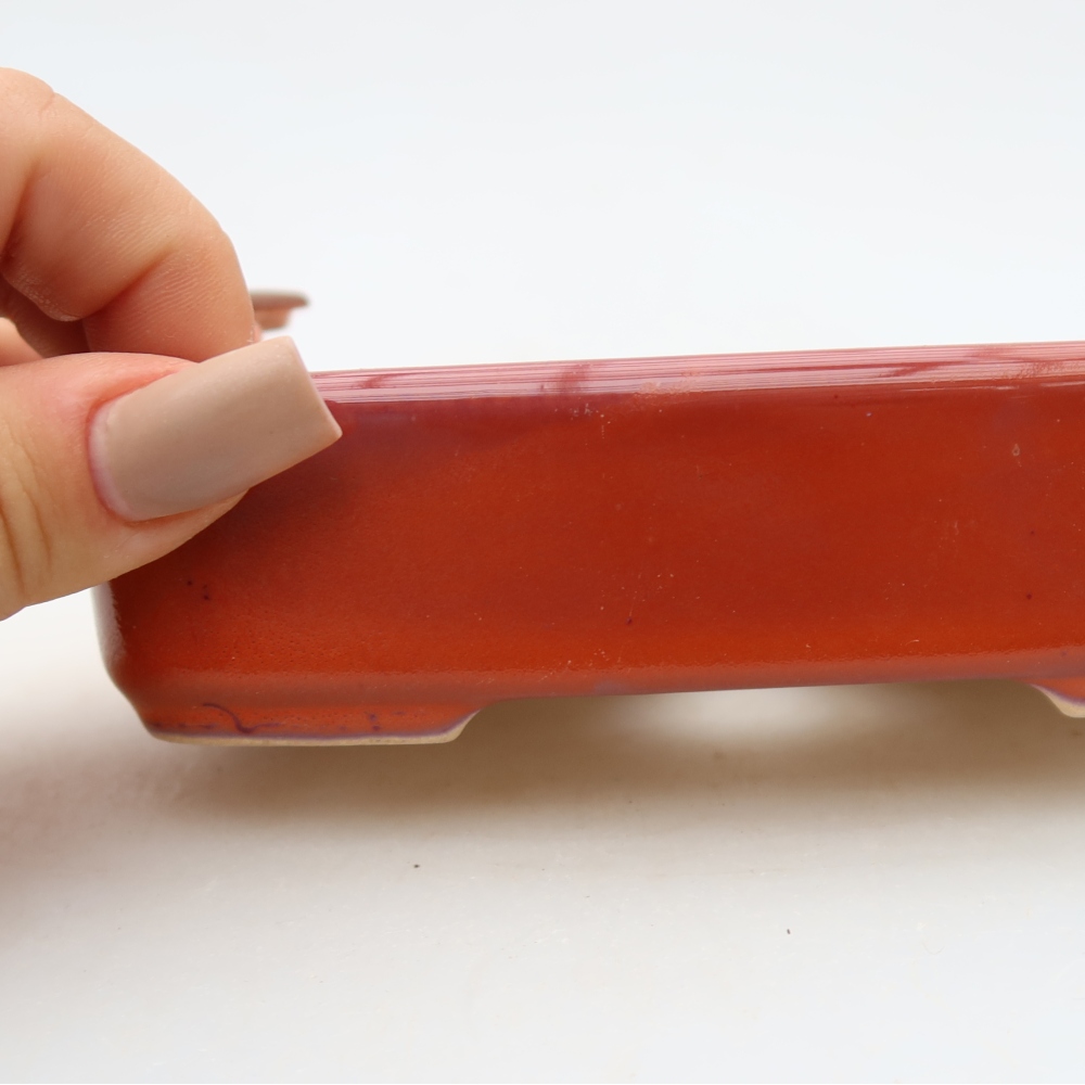 Ceramic bonsai bowl 12,5 x 9 x 3,5 cm, orange