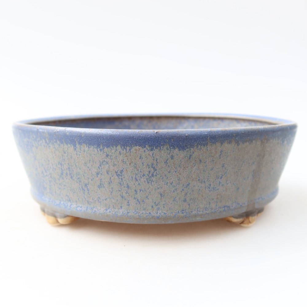 Ceramic bonsai pot, 15.5 x 15.5 x 5 cm, blue