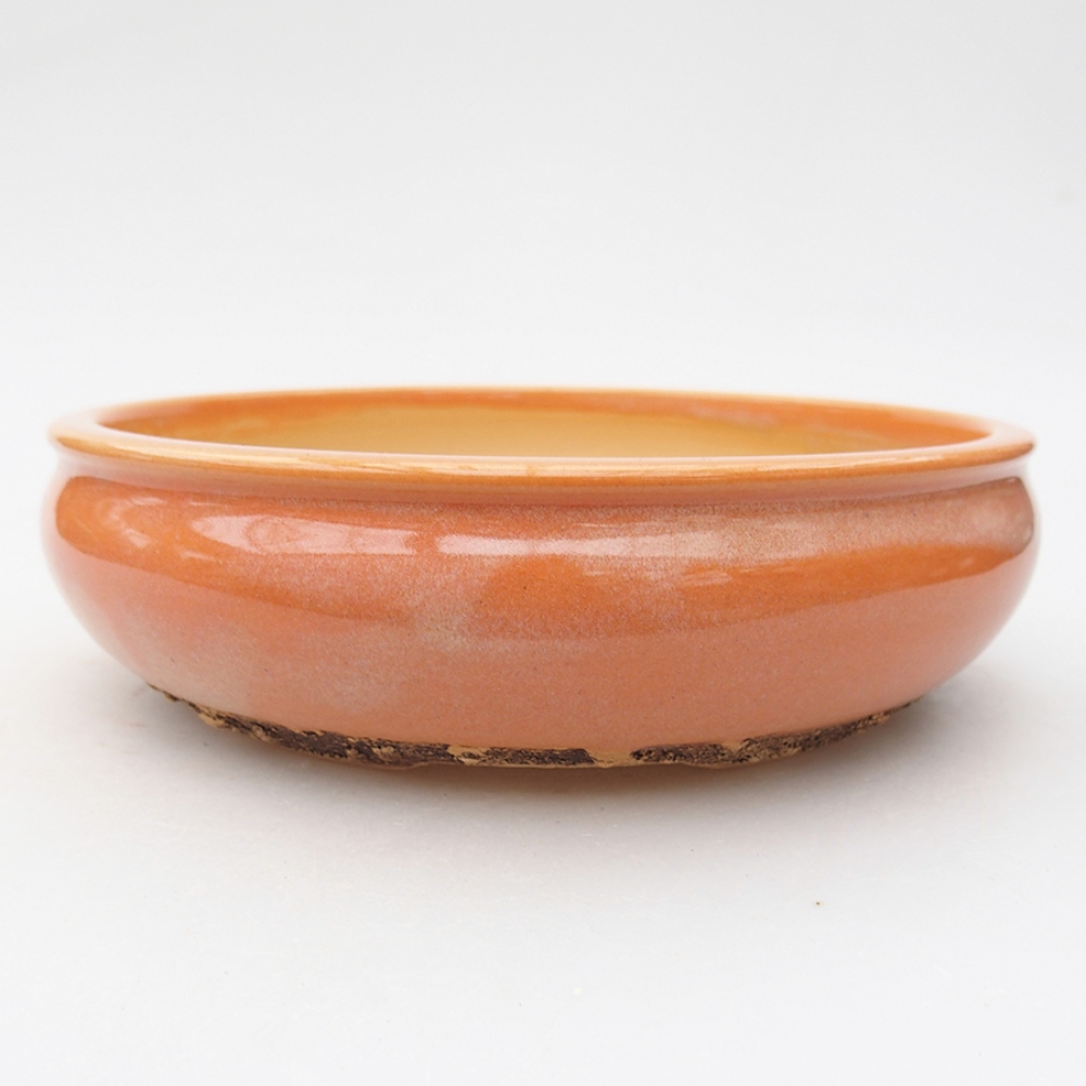 Ceramic bonsai bowl 17,5 x 17,5 x 5 cm, color orange