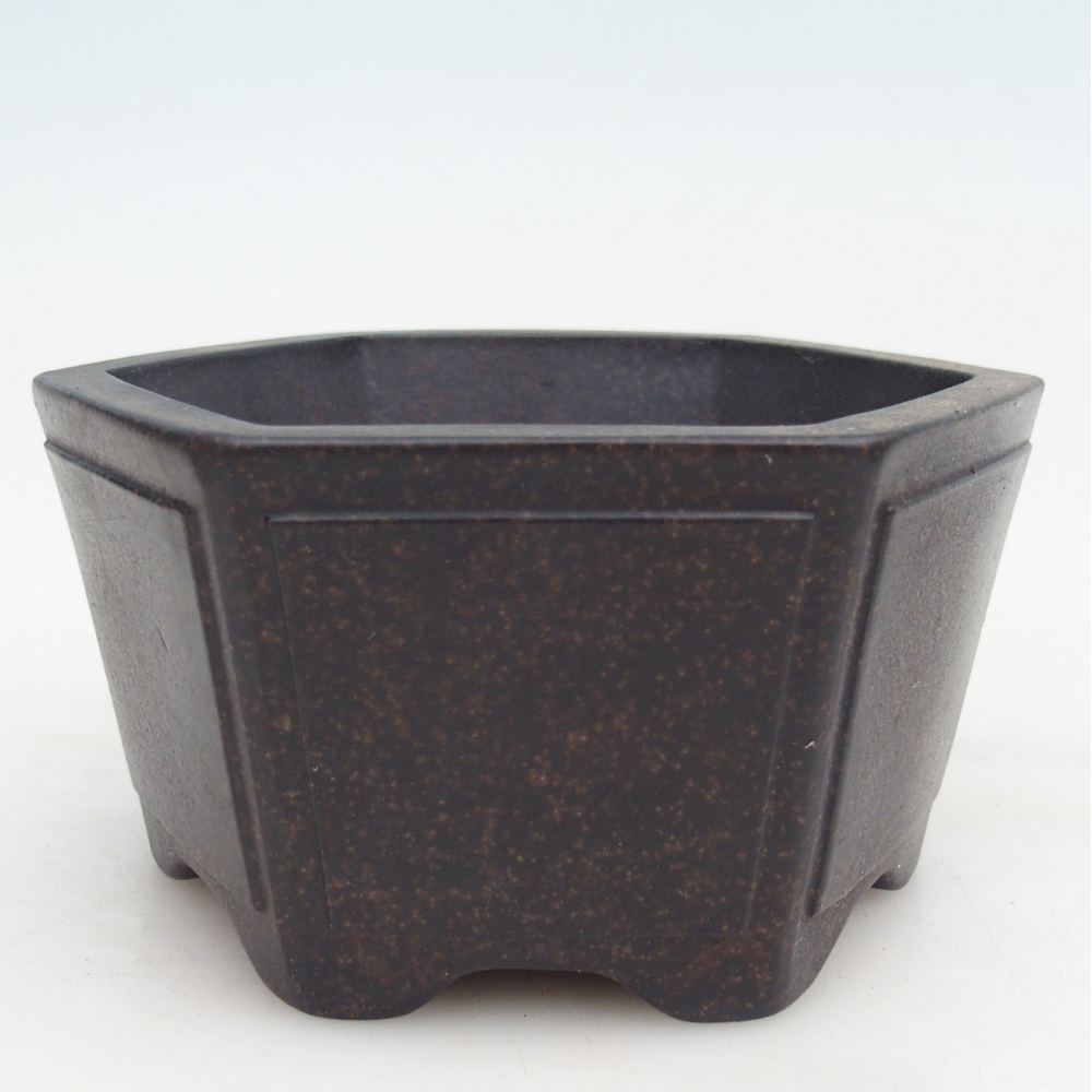 Ceramic bonsai bowl 13 x 12 x 7 cm, colour brownish ochre