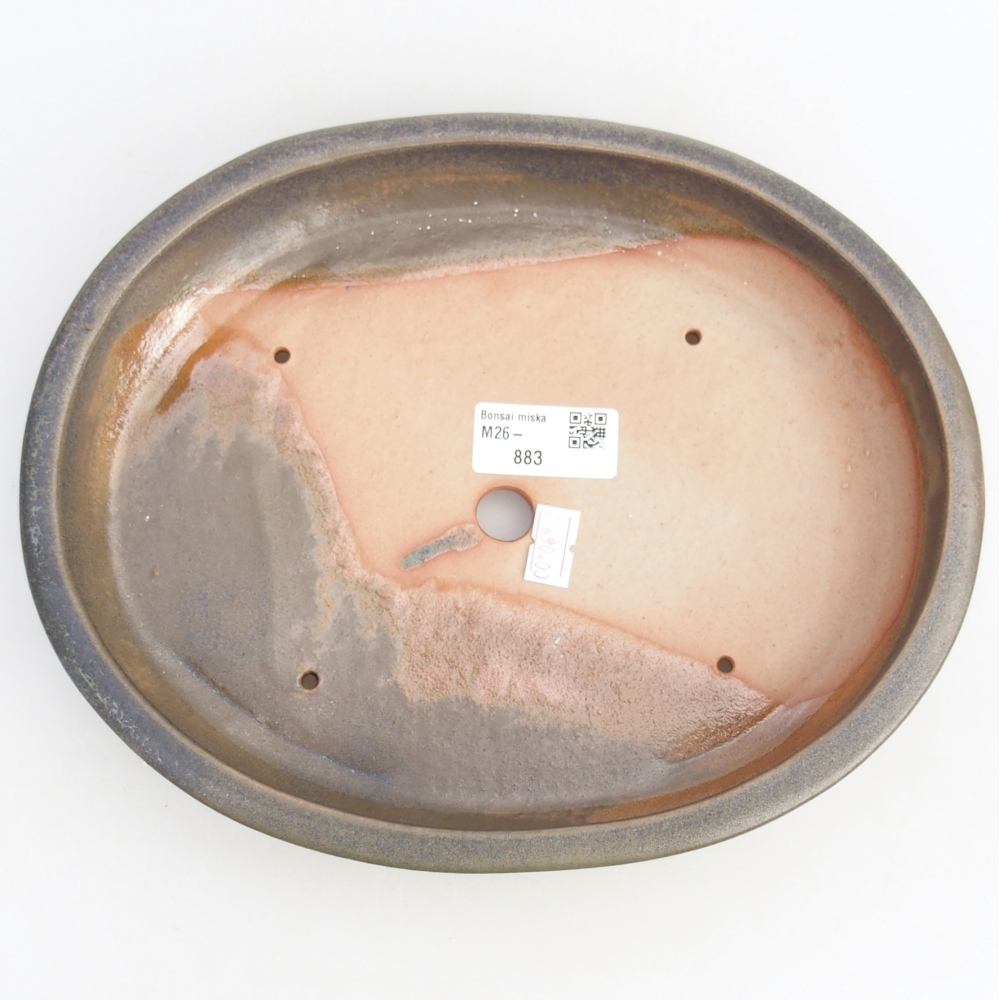 Ceramic bonsai bowl 24,5 x 20 x 4 cm, green-grey