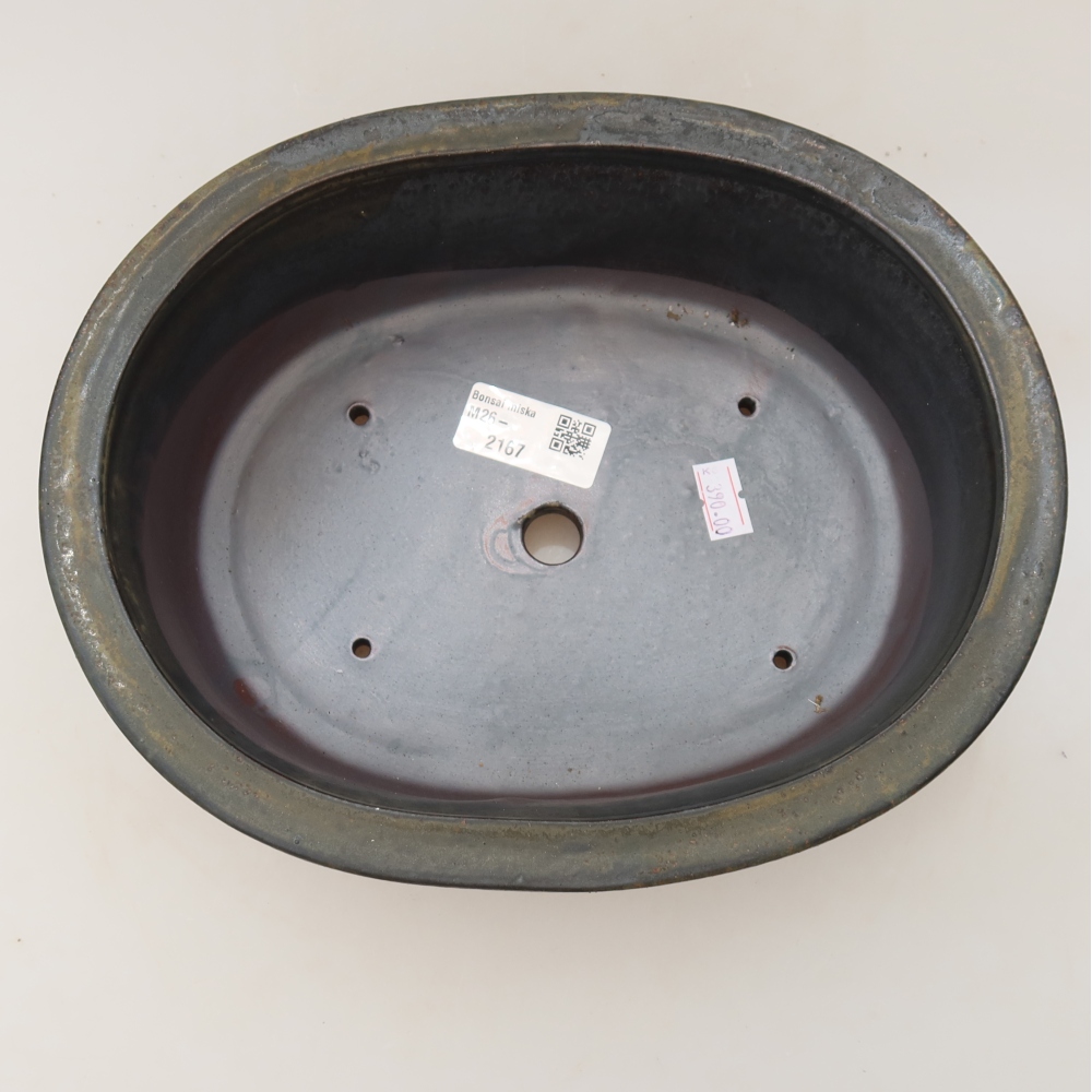 Ceramic bonsai pot, 23 x 19 x 8 cm, brown