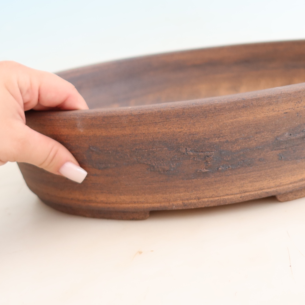 Ceramic bonsai pot, 38 x 30.5 x 8.5 cm, brown