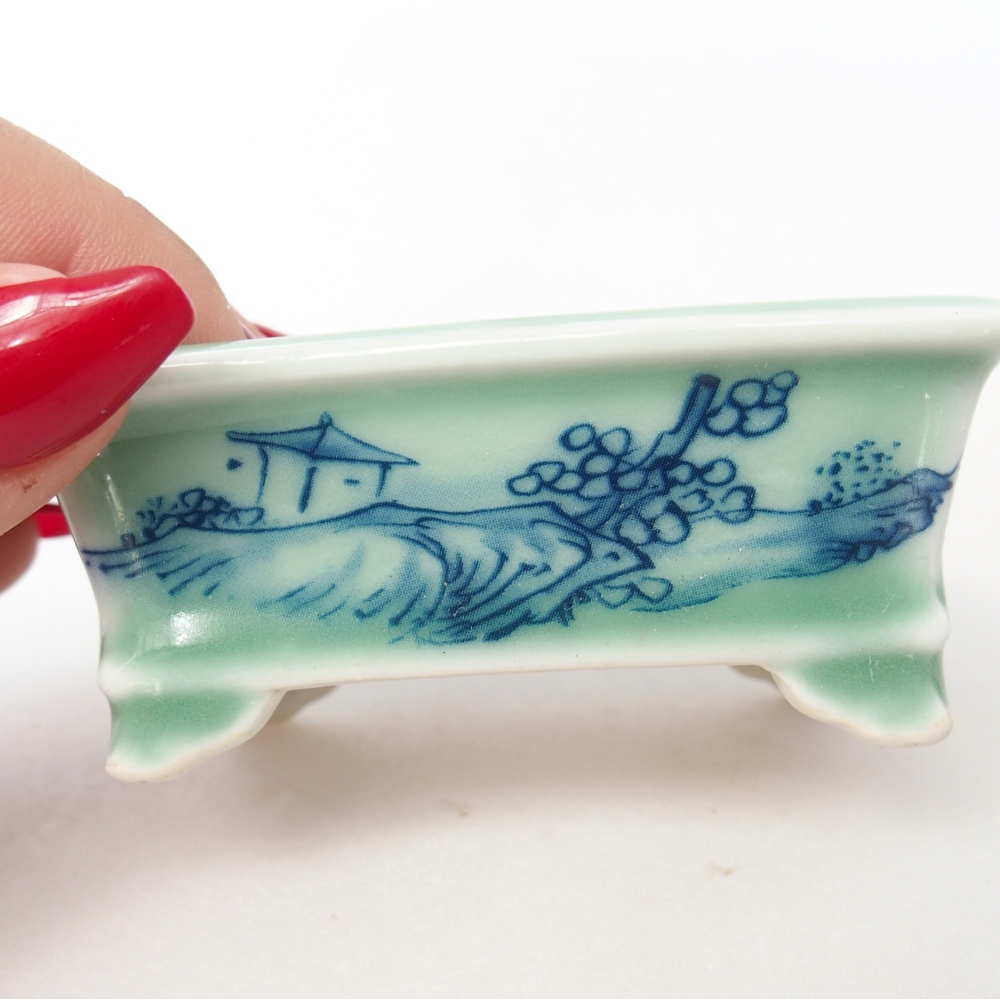 Mini bonsai bowl 8 x 6 x 3 cm, green