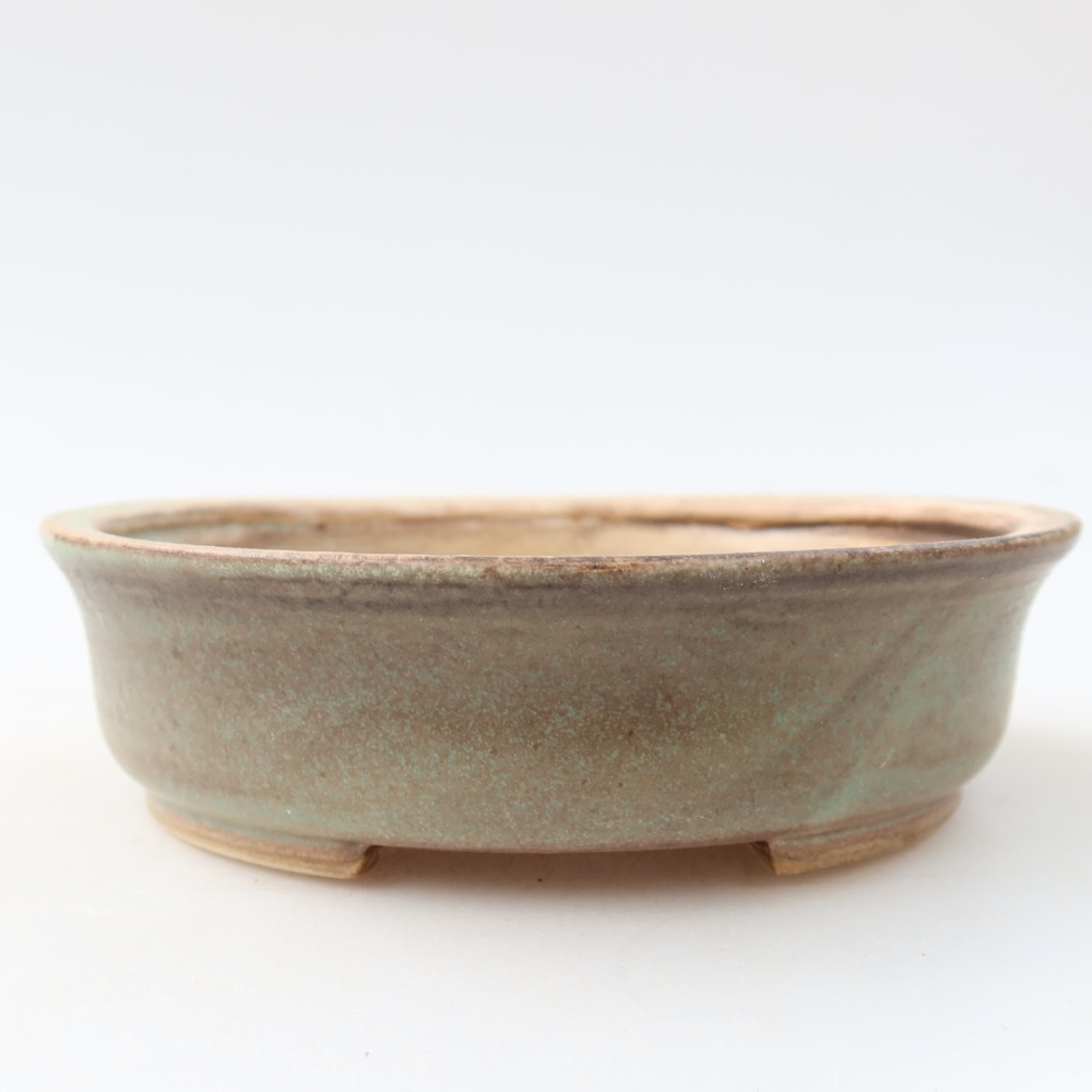 Ceramic bonsai pot, 12.5 x 11.5 x 3.5 cm, green