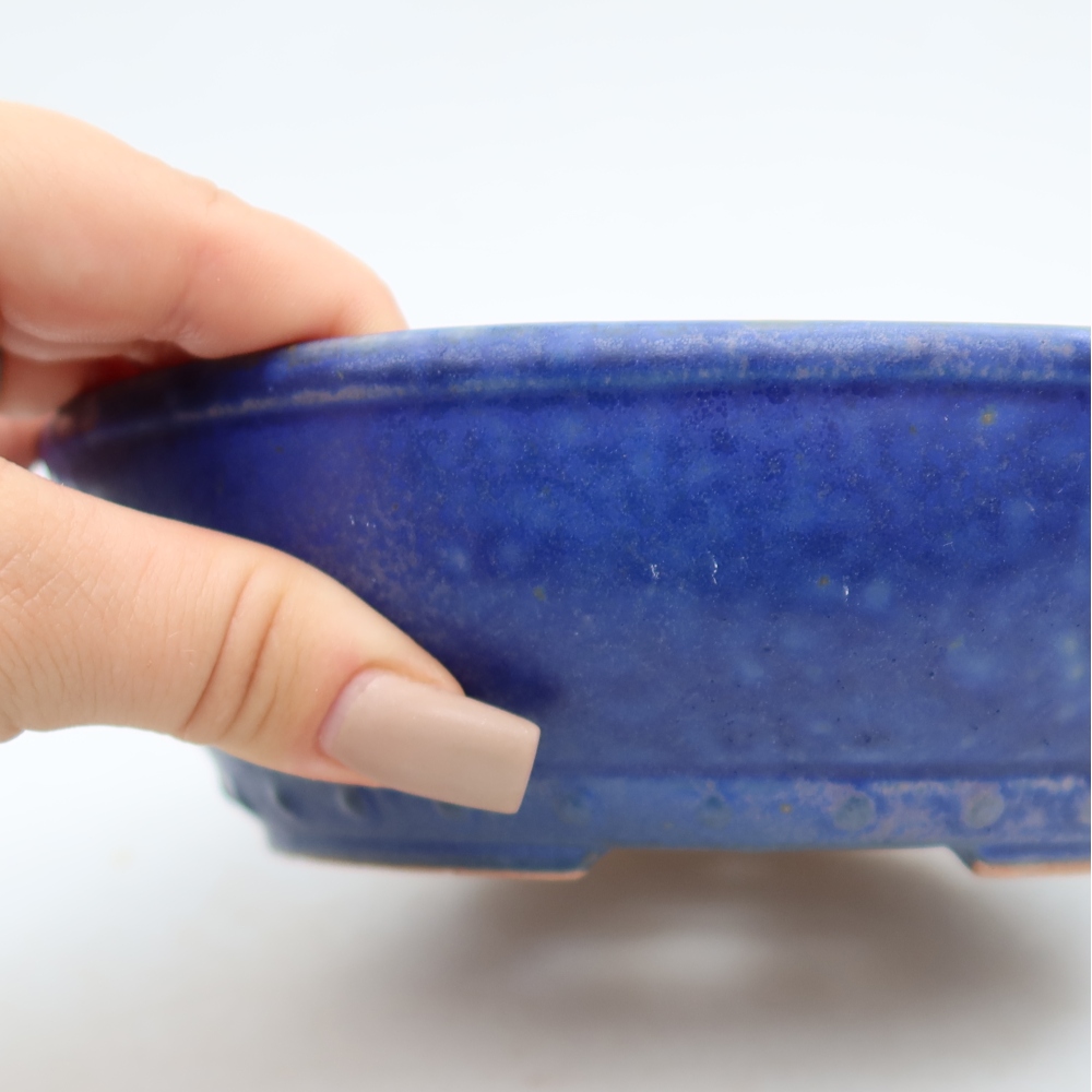 Ceramic bonsai pot, 18 x 18 x 5.5 cm, blue