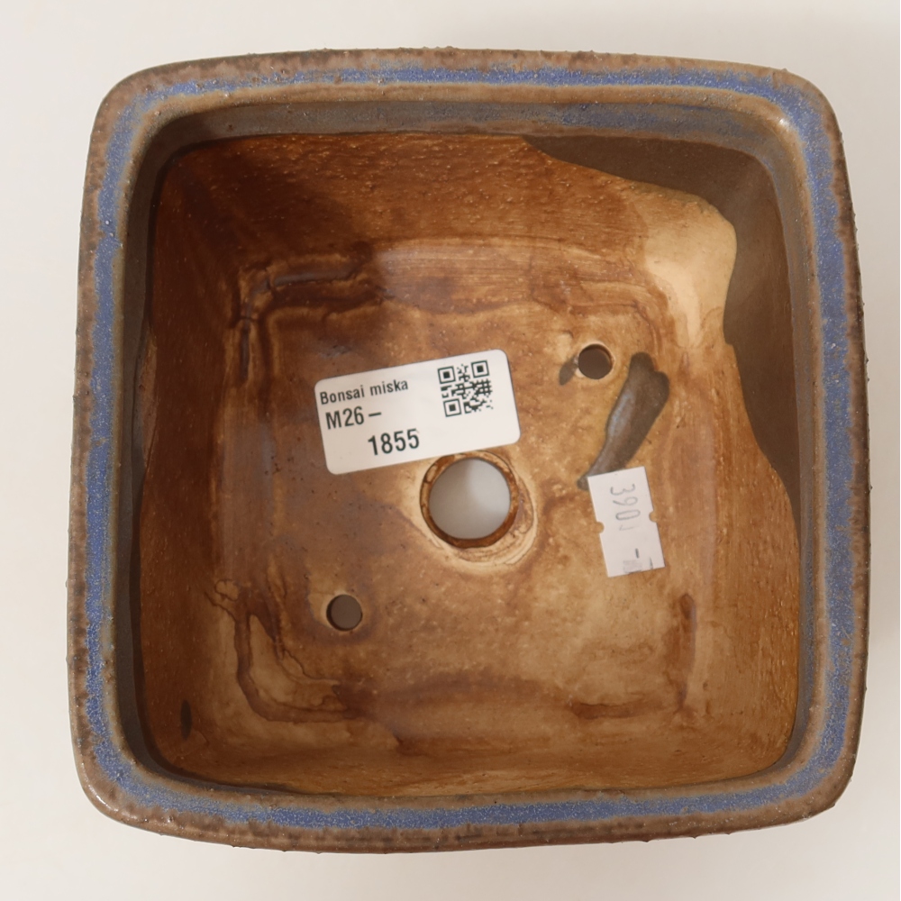 Ceramic bonsai pot, 13 x 13 x 8 cm, blue