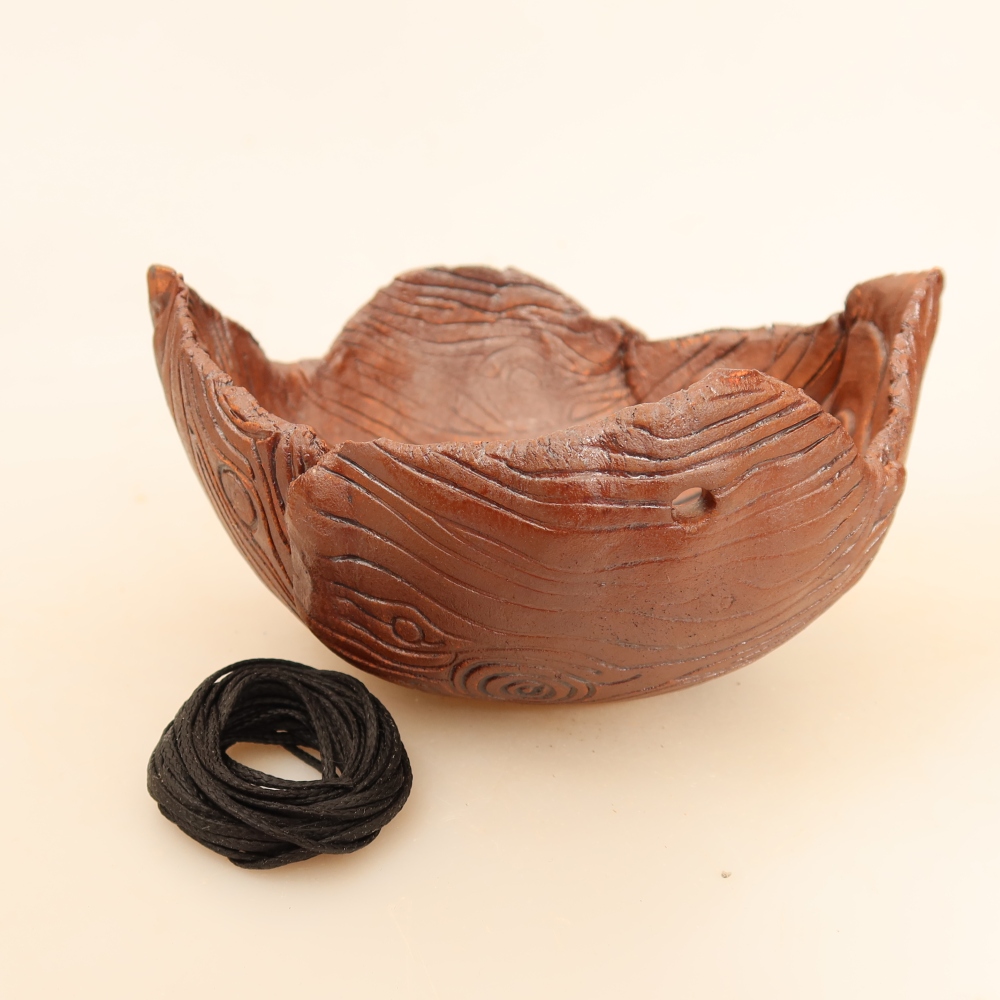 Ceramic Kokedama Pot, 13 x 11.5 x 6.5 cm, brown