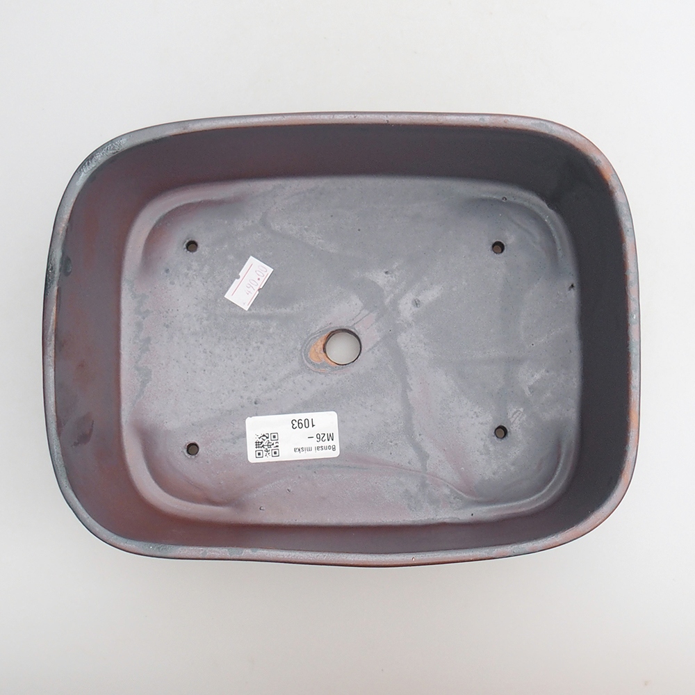 Ceramic bonsai bowl 23 x 17 x 7,5 cm, metal colour