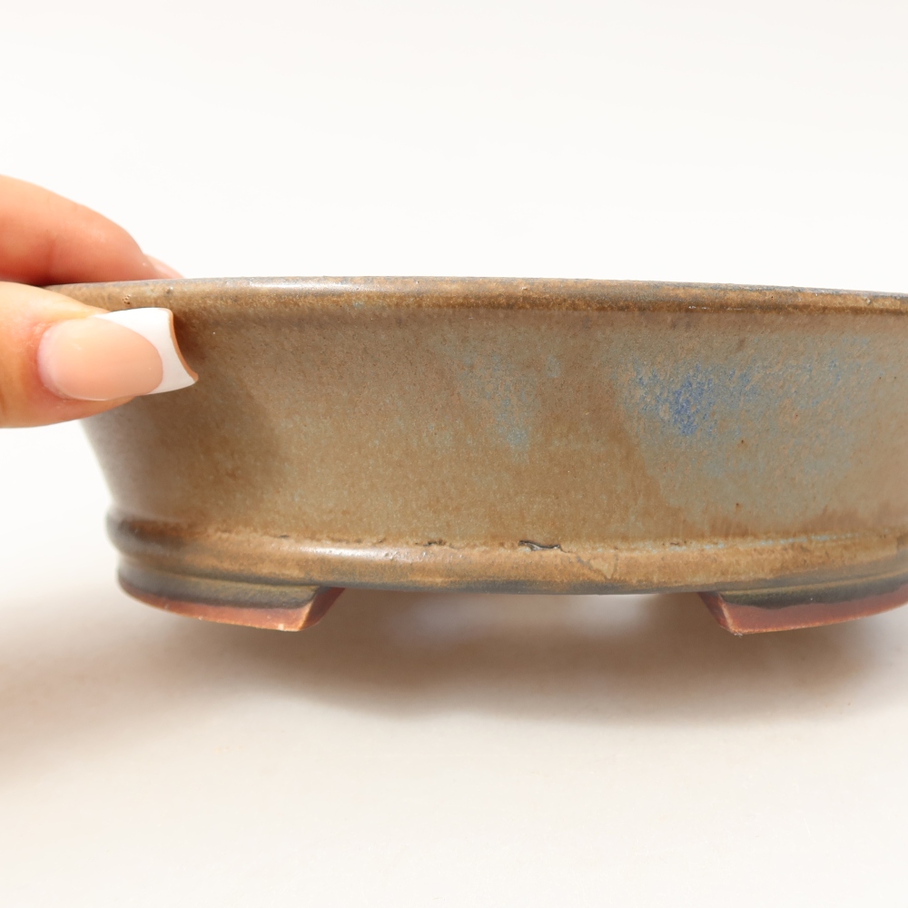 Ceramic bonsai pot, 17.5 x 16.5 x 5 cm, blue