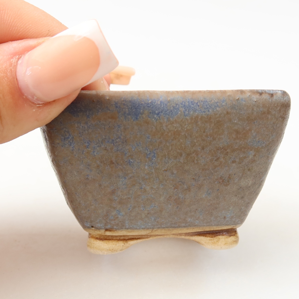 Ceramic bonsai pot, 6 x 6 x 4 cm, blue
