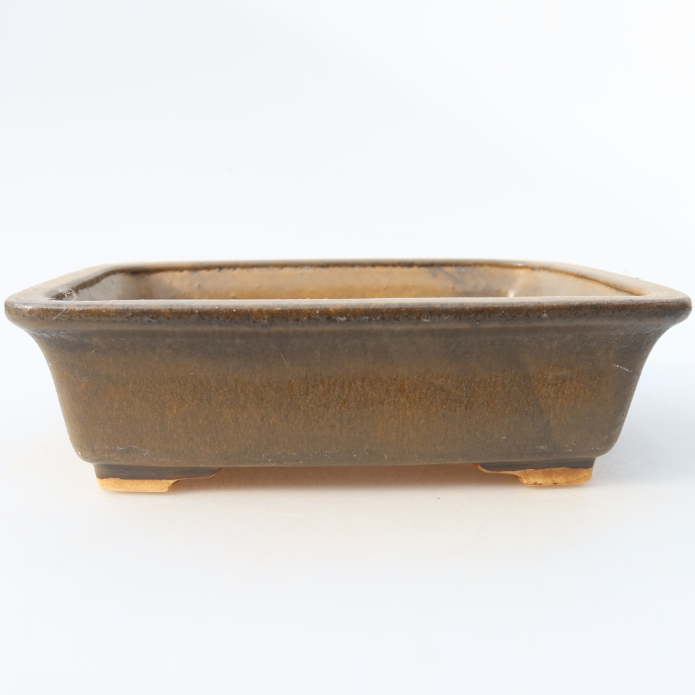 Ceramic bonsai pot, 17.5 x 14.5 x 5 cm, brown