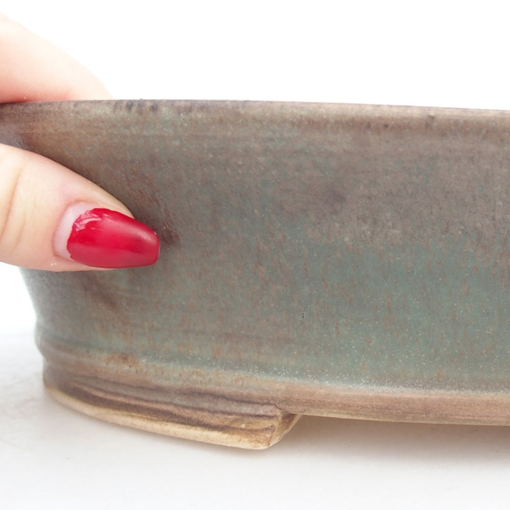 Ceramic bonsai bowl 28 x 25 x 6 cm, green