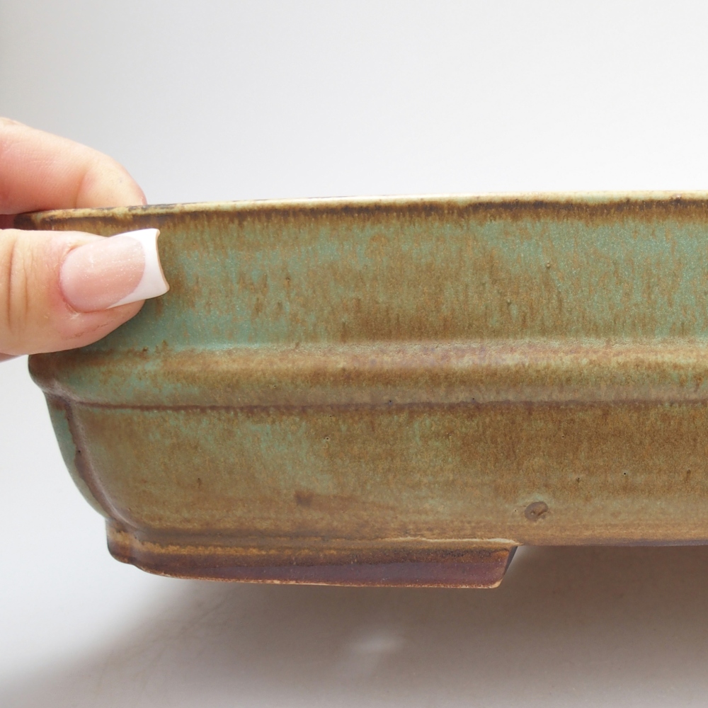 Ceramic bonsai bowl 29 x 25 x 7 cm, green