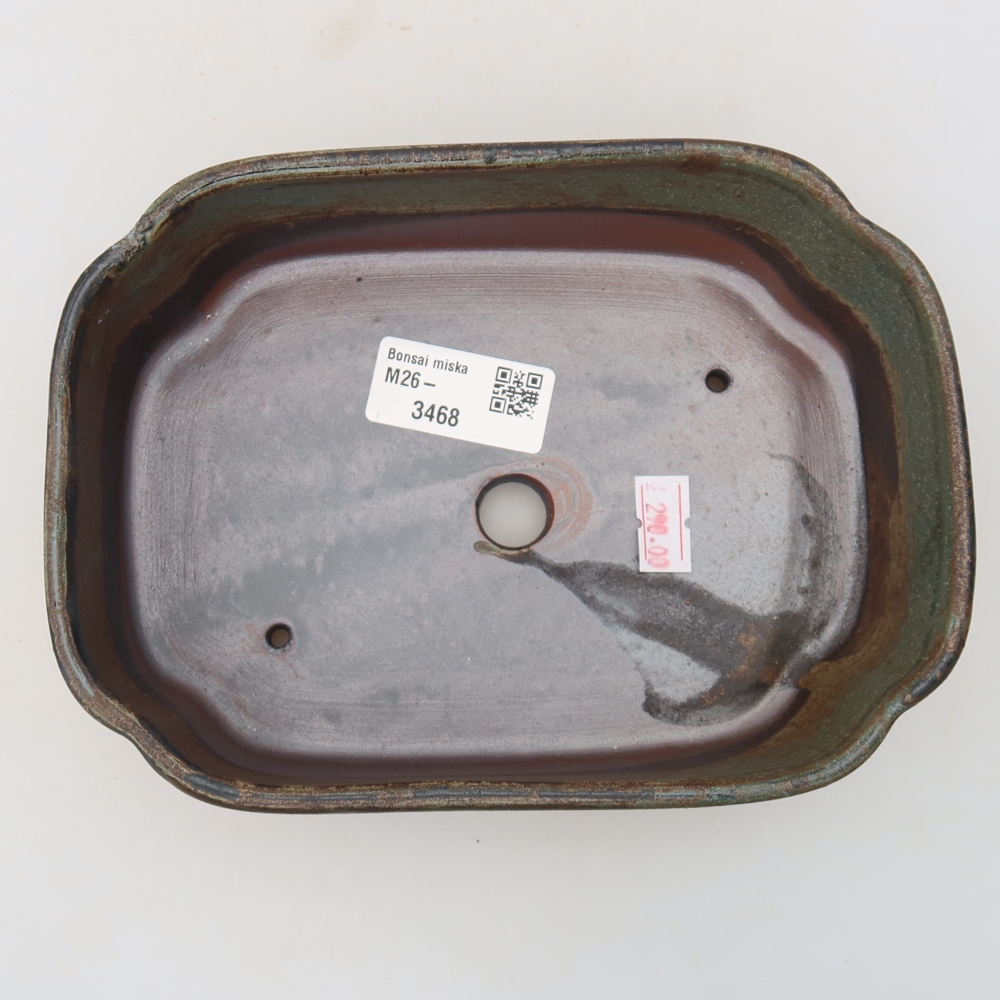 Ceramic bonsai pot, 18.5 x 13 x 5 cm, green