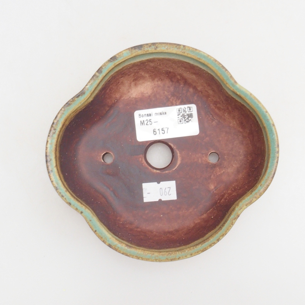 Ceramic bonsai bowl 13 x 12,5 x 5 cm, color green