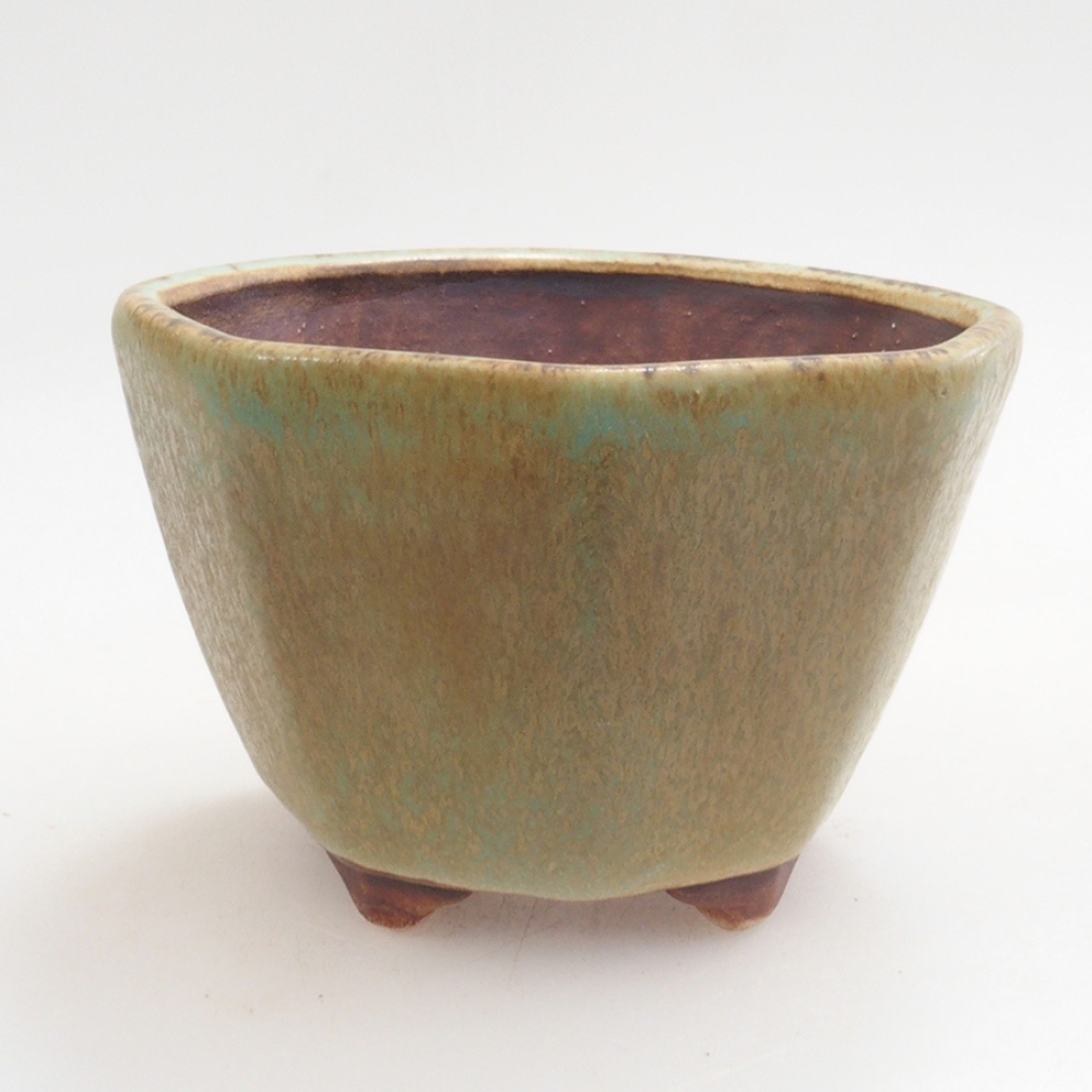 Ceramic bonsai bowl 9 x 7,5 x 3,5 cm, color green