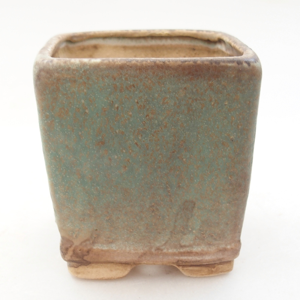 Ceramic bonsai bowl 6,5 x 6,5 x 7 cm, color green