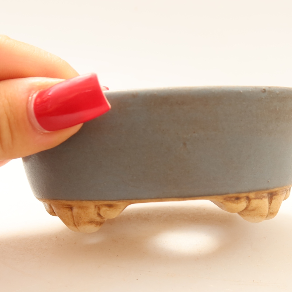 Ceramic bonsai pot, 9.5 x 8 x 4 cm, blue