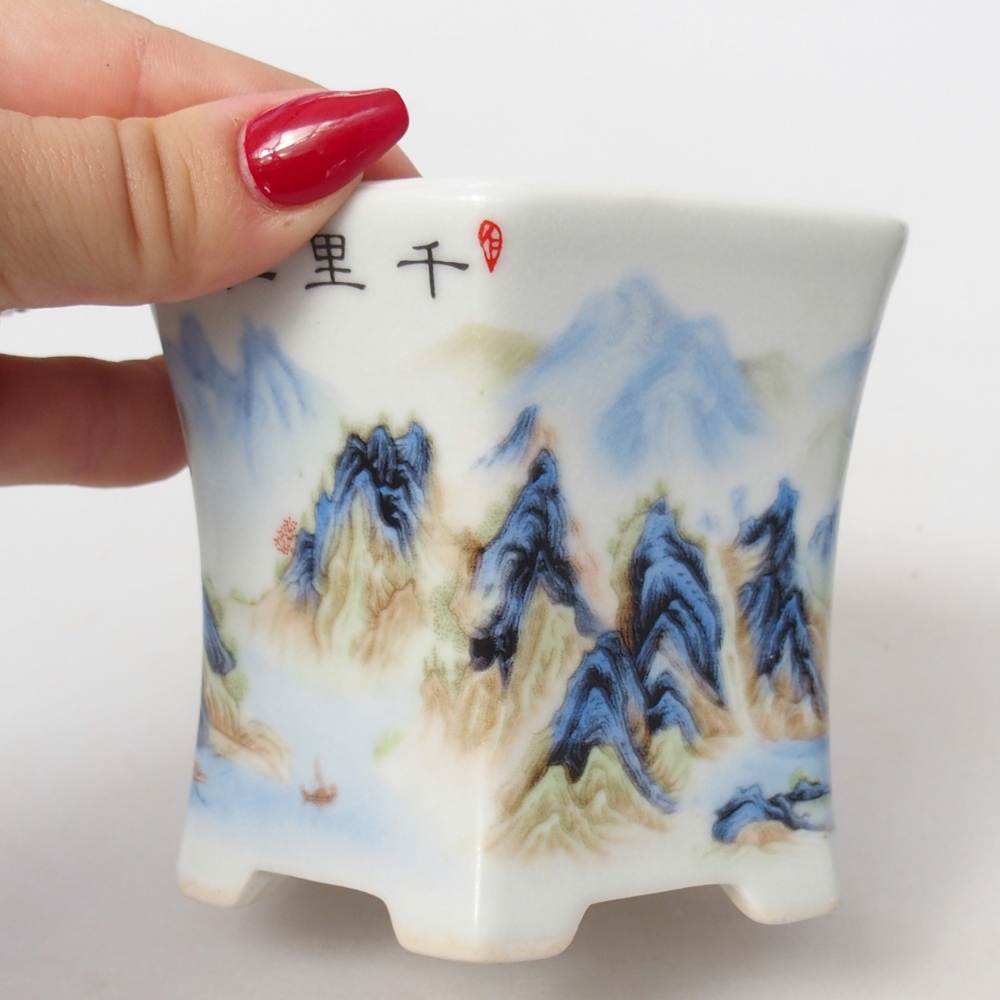 Ceramic bonsai bowl 10,5 x 9,5 x 9 cm, colour white