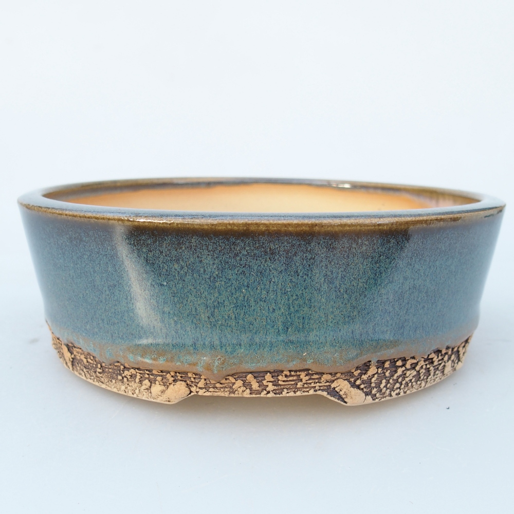 Ceramic bonsai bowl 15,5 x 15,5 x 5 cm, blue-grey