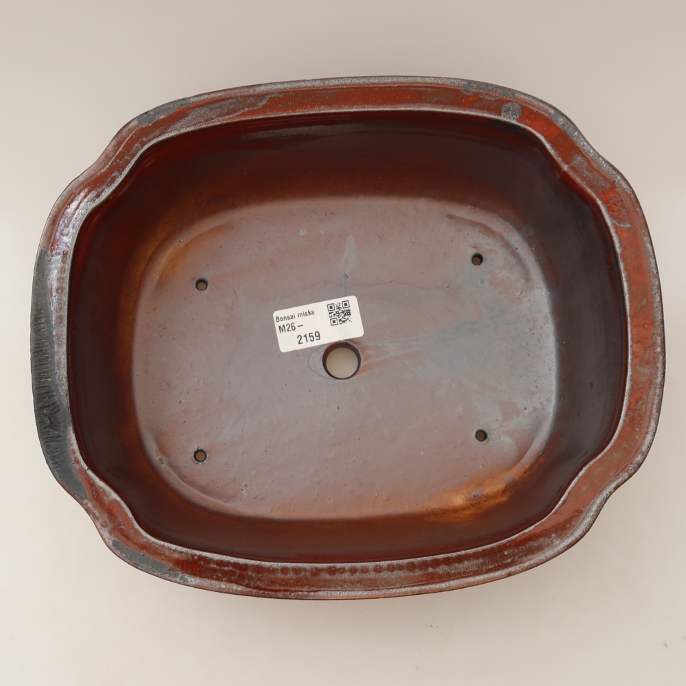 Ceramic bonsai pot, 24.5 x 21 x 7.5 cm, red
