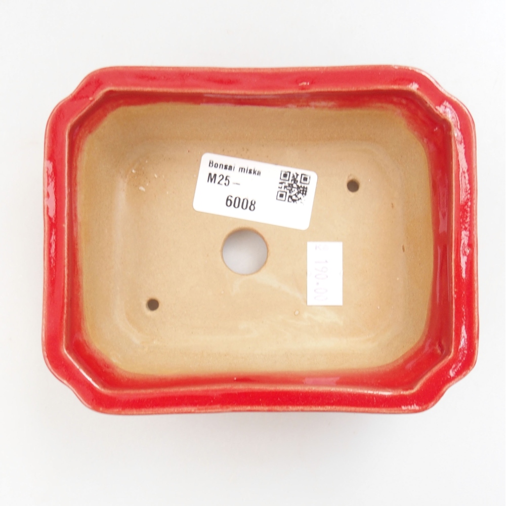 Ceramic bonsai bowl 13 x 10,5 x 4 cm, color red
