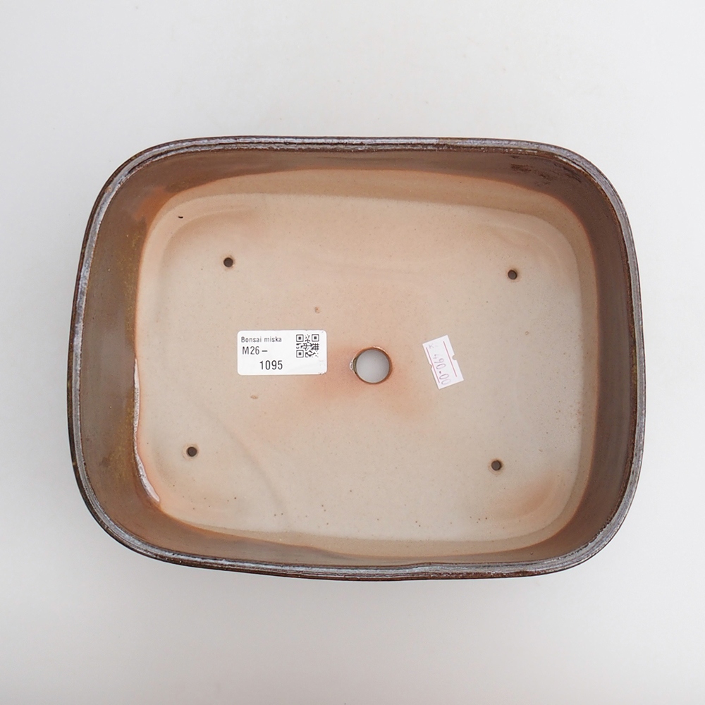 Ceramic bonsai bowl 23 x 18 x 7,5 cm, colour brown-green