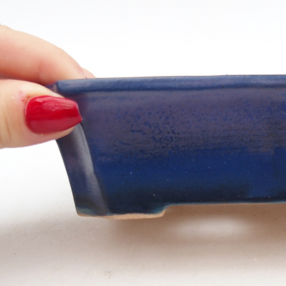 Ceramic bonsai bowl 13 x 10,5 x 4 cm, colour blue