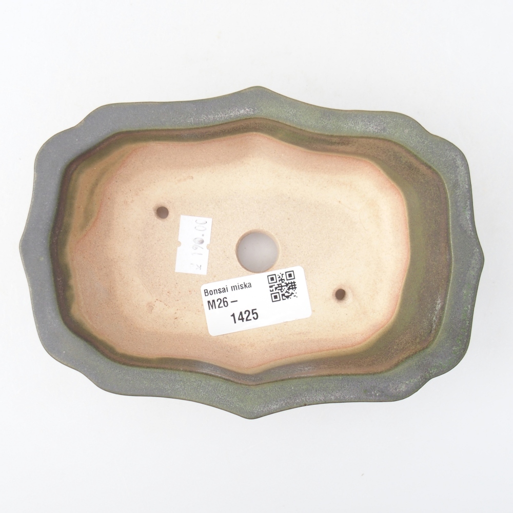 Ceramic bonsai bowl 15,5 x 11 x 4,5 cm, metallic green