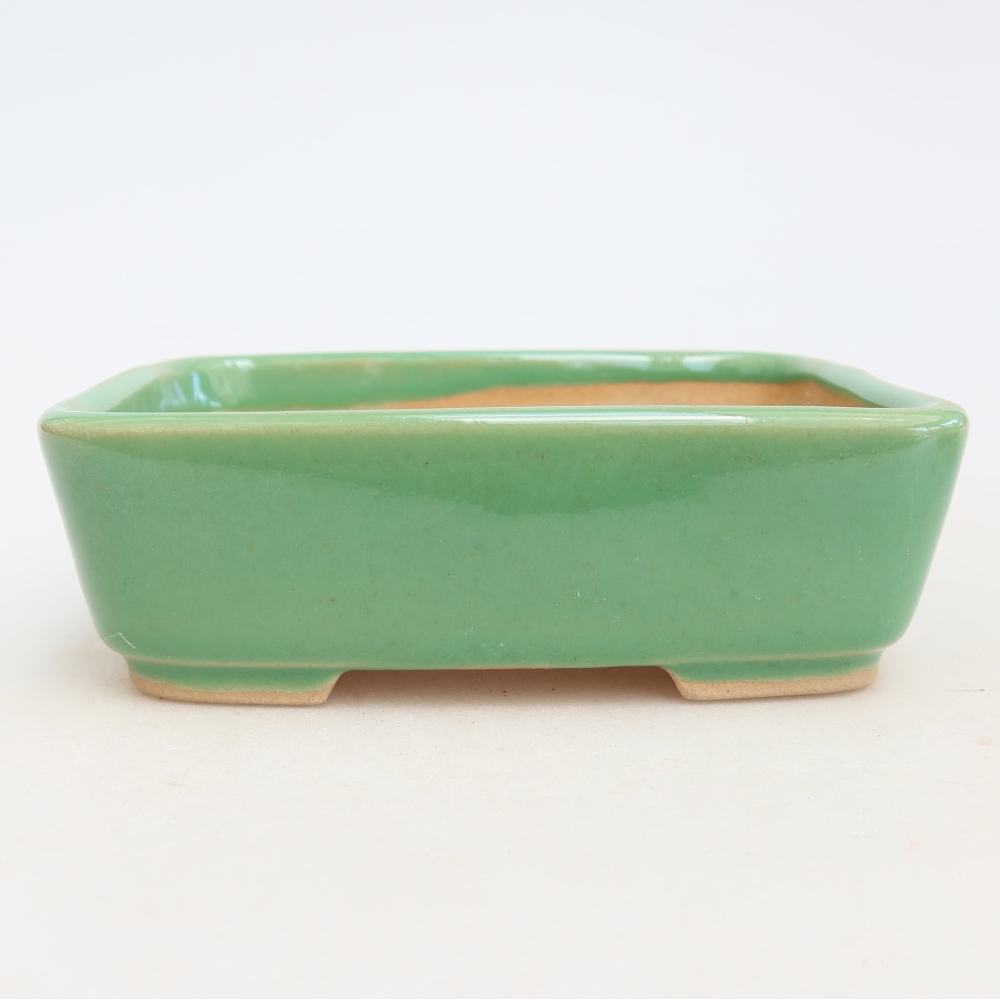 Ceramic bonsai pot, 12.5 x 9.5 x 4 cm, green