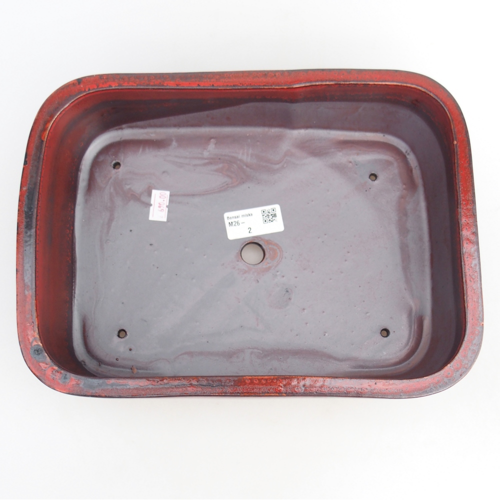 Ceramic bonsai bowl 28,5 x 21 x 7,5 cm, colour red